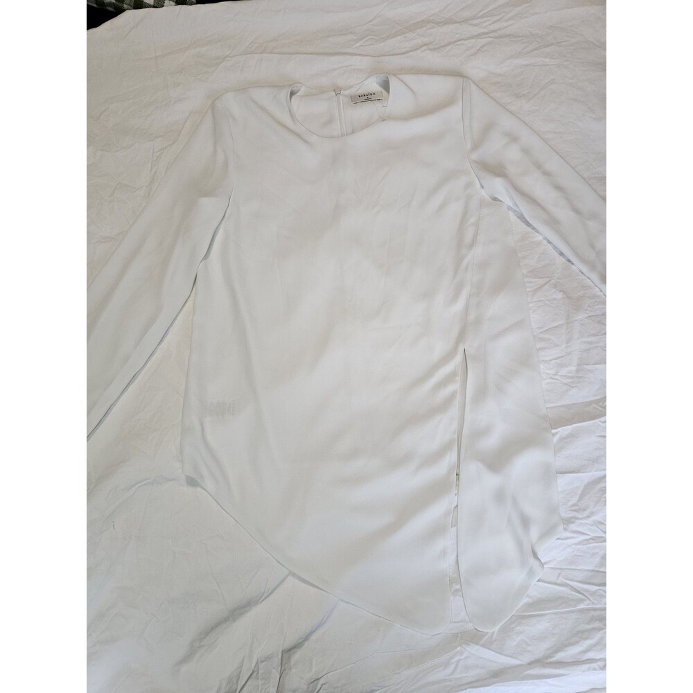 Aritzia Babaton Womens Tadema Long Sleeve Blouse White Size Small Asymmetrical